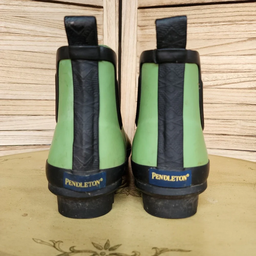 Pendleton Sz 10 Green Rubber Ankle Rain Boots Chelsea Waterproof Spring Pastel